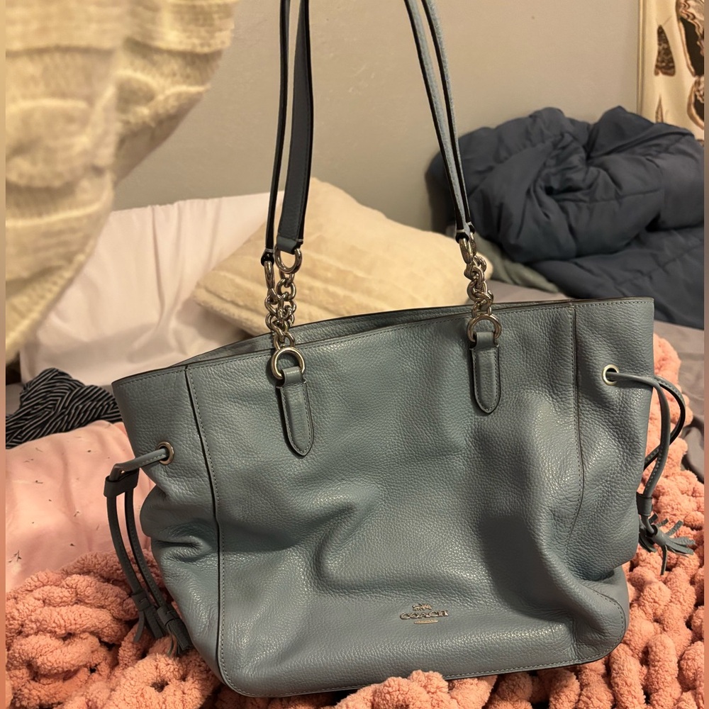 Blue over the shoulder coach purse